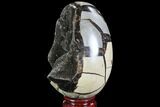 Septarian Dragon Egg Geode - Black Crystals #88508-1